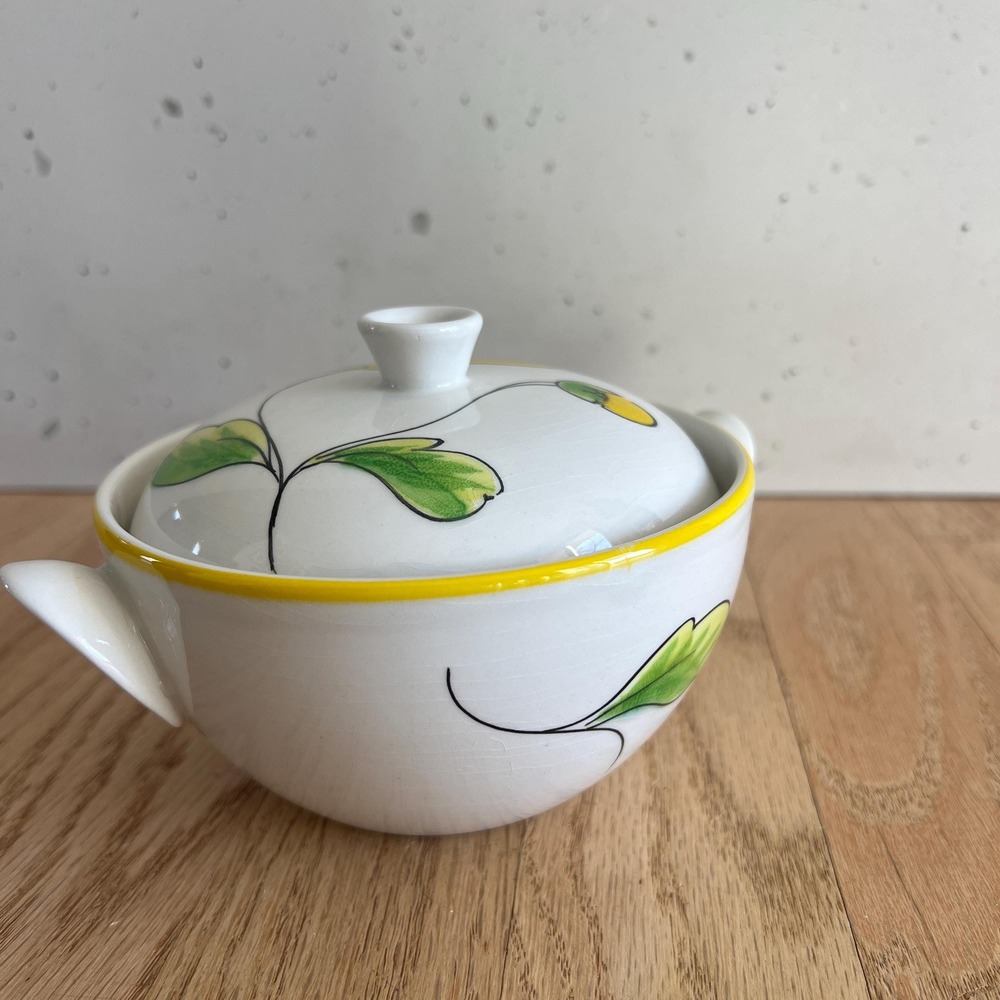 Vintage Mancioli Italy Sugar Bowl Italian Ceramic Floral Lidded Bowl Mid Century - Picture 7 of 10